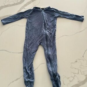 Blue Kyte Baby zip up onesie with footies.